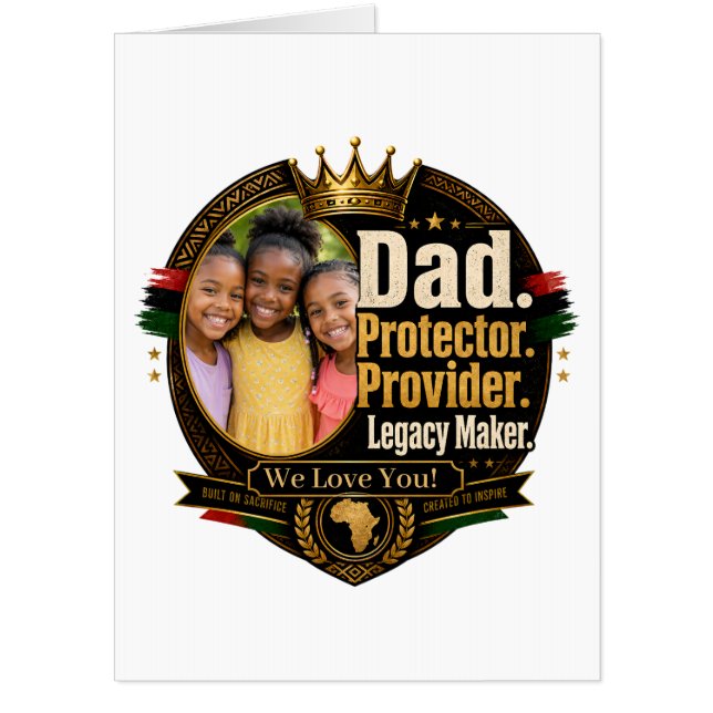Black Father Legacy Design (Customizable) Card (Front)