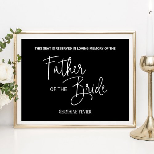 Black Father of the Bride Memorial Chair Wedding Poster