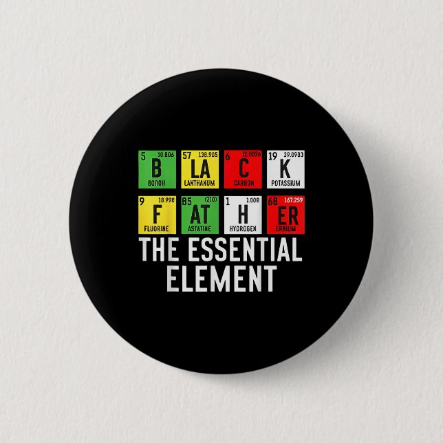 Black Father The Essential Element Fathers Day Jun Button (Front)