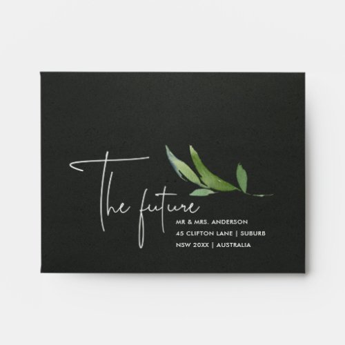 BLACK FAUNA THE FUTURE MR MRS RSVP RETURN ADDRESS ENVELOPE