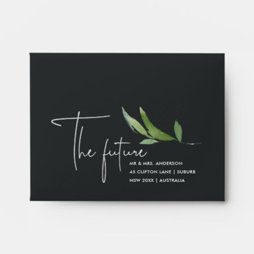 BLACK FAUNA THE FUTURE MR MRS RSVP RETURN ADDRESS ENVELOPE