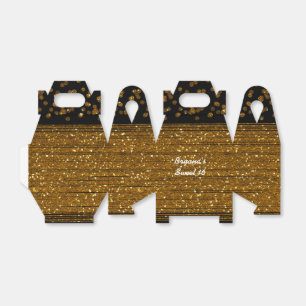 Black Faux Brushed Gold Glitter Favor Boxes