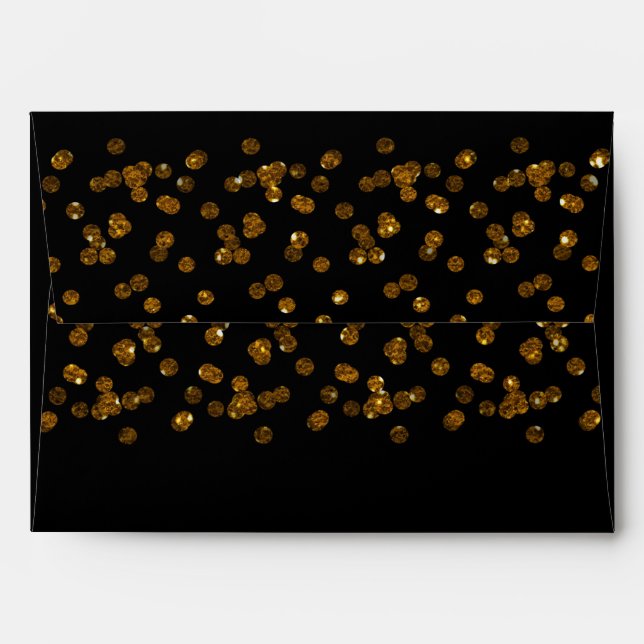 Black Faux Brushed Gold Invitation Envelopes (Back (Top Flap))