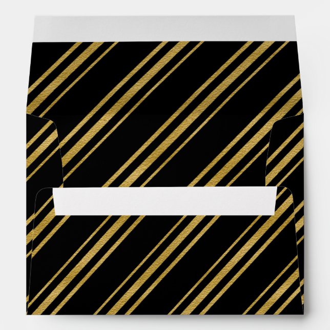 Black & Faux Foil Glam Invitation Envelope (Back (Bottom))