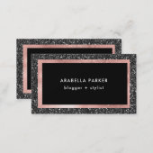 Black Faux Glitter and Rose Gold Business Card | Zazzle