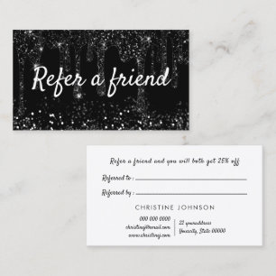 black faux glitter drips referral card