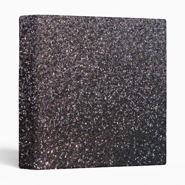 Black faux glitter graphic 3 ring binder (Front/Spine)