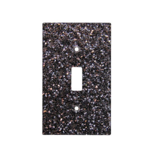Black faux glitter graphic light switch cover
