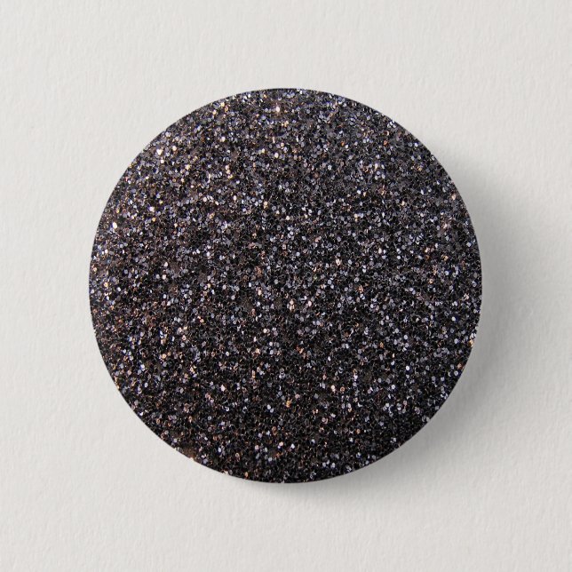 Black faux glitter graphic pinback button (Front)