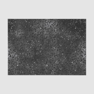 Black Faux Glitter Leopard Print Tissue Paper