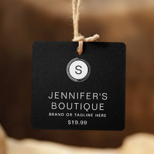 Black Faux Glitter Monogram Boutique Price Tags