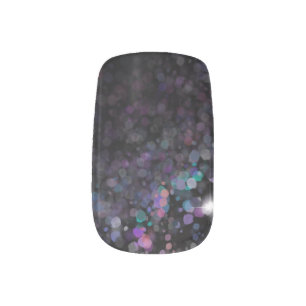 Black faux glitter sparkles minx nail art