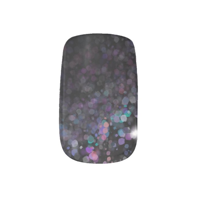 Black faux glitter sparkles minx nail art (Left Thumb)