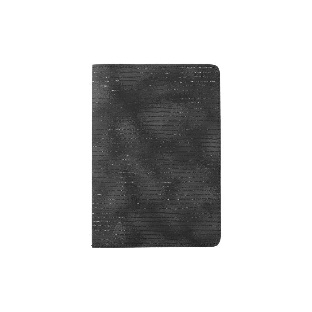 Black faux glitter stripes pattern  passport holder (Front)