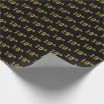 [ Thumbnail: Black, Faux Gold 10th (Tenth) Event Wrapping Paper ]