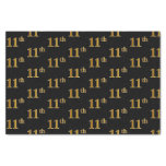 [ Thumbnail: Black, Faux Gold 11th (Eleventh) Event Tissue Paper ]