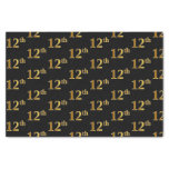 [ Thumbnail: Black, Faux Gold 12th (Twelfth) Event Tissue Paper ]