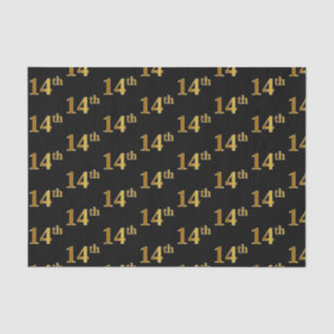 Black, Faux Gold 14th (Fourteenth) Event Tissue Paper