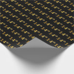 [ Thumbnail: Black, Faux Gold 14th (Fourteenth) Event Wrapping Paper ]