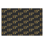 [ Thumbnail: Black, Faux Gold 15th (Fifteenth) Event Tissue Paper ]