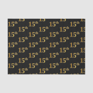 Black, Faux Gold 15th (Fifteenth) Event Tissue Paper