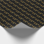[ Thumbnail: Black, Faux Gold 15th (Fifteenth) Event Wrapping Paper ]