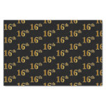 [ Thumbnail: Black, Faux Gold 16th (Sixteenth) Event Tissue Paper ]