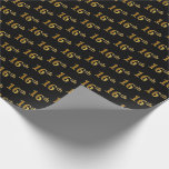 [ Thumbnail: Black, Faux Gold 16th (Sixteenth) Event Wrapping Paper ]