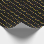 [ Thumbnail: Black, Faux Gold 17th (Seventeenth) Event Wrapping Paper ]