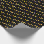 [ Thumbnail: Black, Faux Gold 18th (Eighteenth) Event Wrapping Paper ]