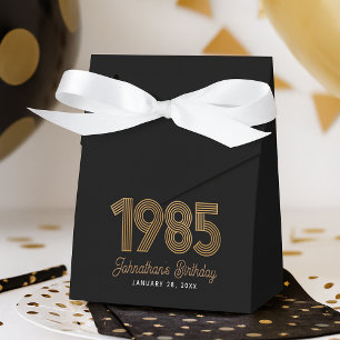 Black Faux Gold 1985 40th Birthday Favor Boxes