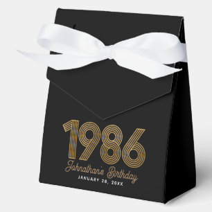 Black Faux Gold 1986 40th Birthday Favor Boxes