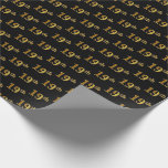 [ Thumbnail: Black, Faux Gold 19th (Nineteenth) Event Wrapping Paper ]