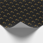 [ Thumbnail: Black, Faux Gold 1st (First) Event Wrapping Paper ]