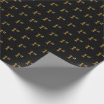 [ Thumbnail: Black, Faux Gold 1st (First) Event Wrapping Paper ]