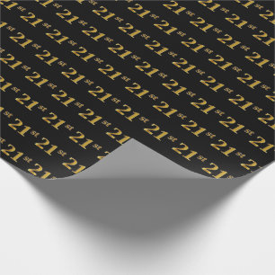 Black, Faux Gold 21st (Twenty-First) Event Wrapping Paper