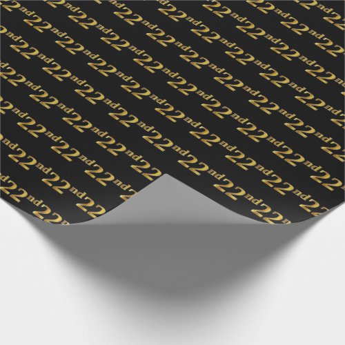 Black Faux Gold 22nd Twenty_Second Event Wrapping Paper