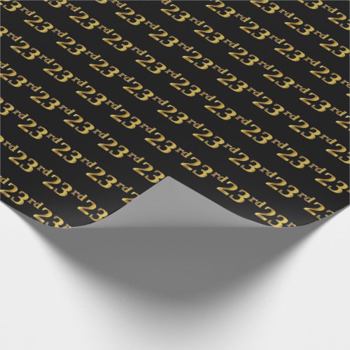 Black Faux Gold 23rd Twenty_Third Event Wrapping Paper
