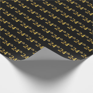 Black, Faux Gold 24th (Twenty-Fourth) Event Wrapping Paper