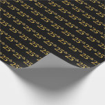 [ Thumbnail: Black, Faux Gold 25th (Twenty-Fifth) Event Wrapping Paper ]