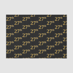 Black, Faux Gold 27th (Twenty-Seventh) Event Tissue Paper