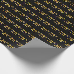 Black, Faux Gold 28th (Twenty-Eighth) Event Wrapping Paper