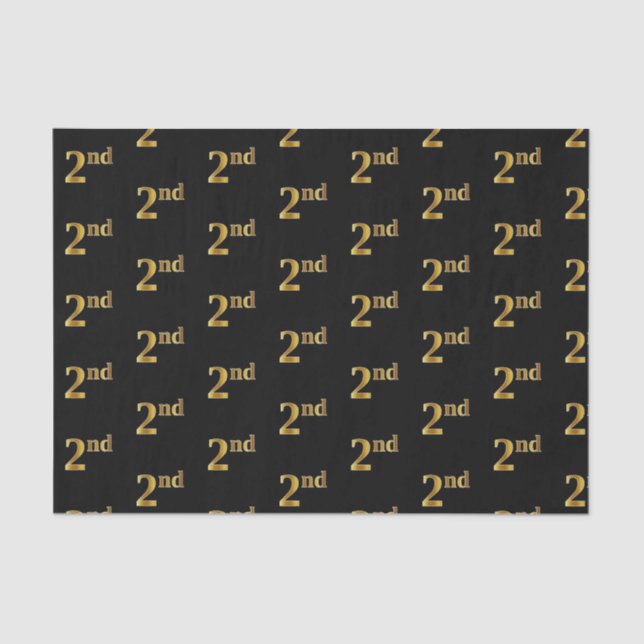 Black, Faux Gold 2nd (Second) Event Tissue Paper (Front)