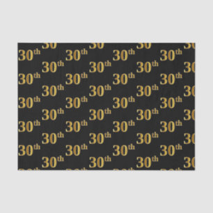 Black, Faux Gold 30th (Thirtieth) Event Tissue Paper