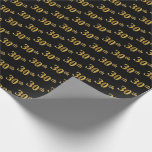 [ Thumbnail: Black, Faux Gold 30th (Thirtieth) Event Wrapping Paper ]