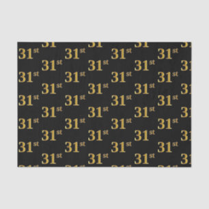 Black, Faux Gold 31st (Thirty-First) Event Tissue Paper