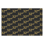 [ Thumbnail: Black, Faux Gold 32nd (Thirty-Second) Event Tissue Paper ]