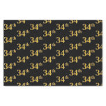 [ Thumbnail: Black, Faux Gold 34th (Thirty-Fourth) Event Tissue Paper ]