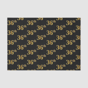 Black, Faux Gold 36th (Thirty-Sixth) Event Tissue Paper
