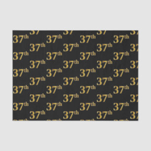 Black, Faux Gold 37th (Thirty-Seventh) Event Tissue Paper